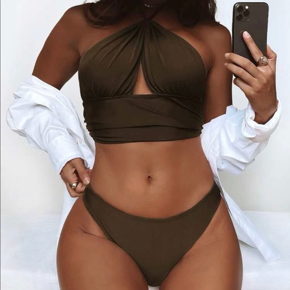 Chocolate brown halter bikini
